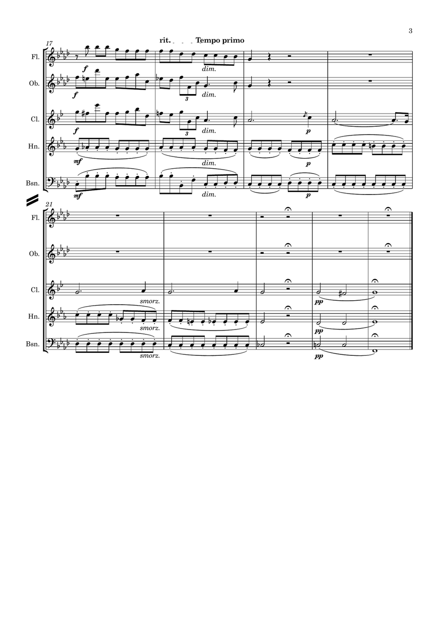 Chopin: Prelude No 4 in E Minor Op.28 No.4 - wind quintet Woodwind Quintet scores gallery preview page 4