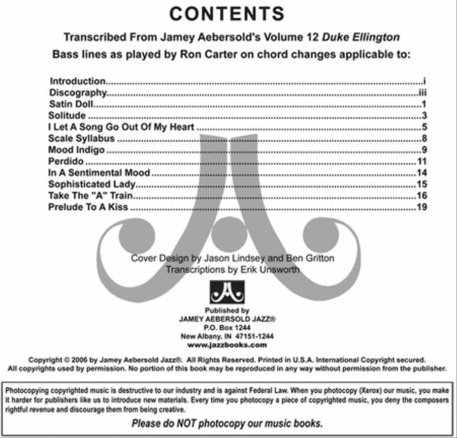 Ron Carter Bass Lines - Transcribed From Volume 12