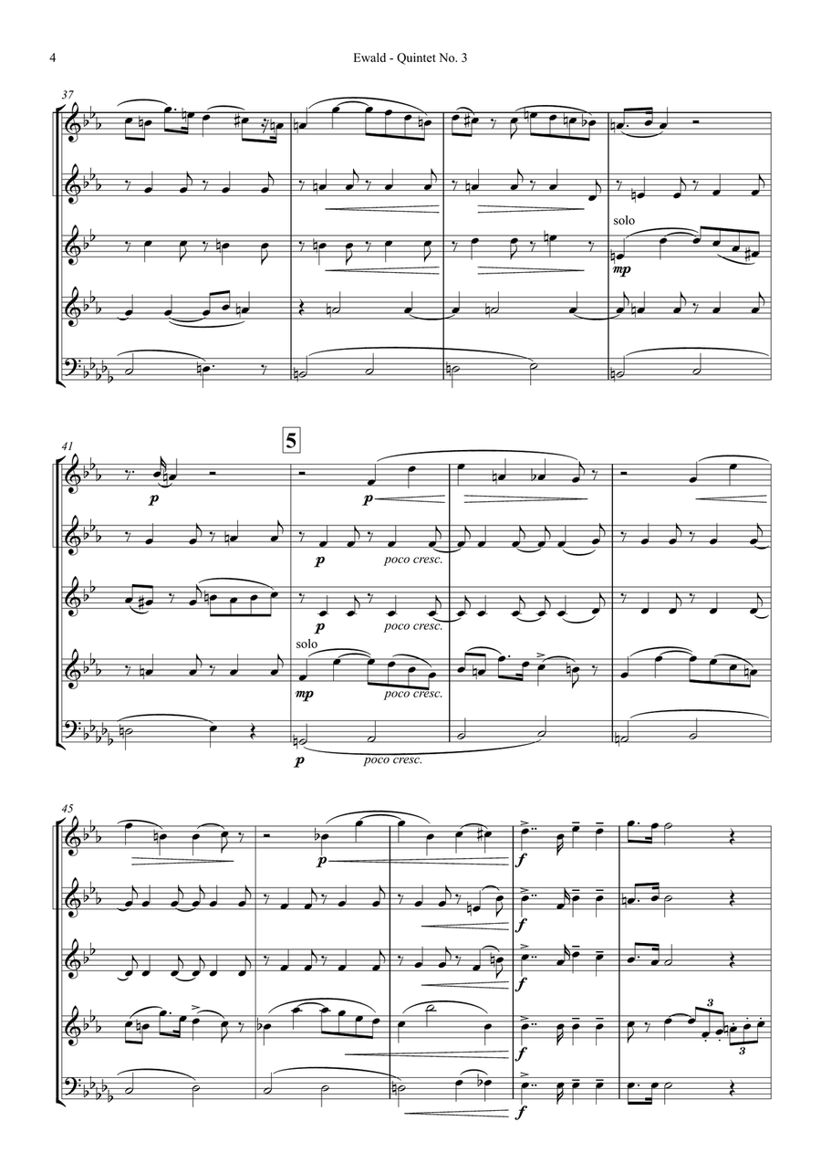 Ewald: Quintet No. 3 for Brass Instruments Brass Ensemble scores gallery preview page 6