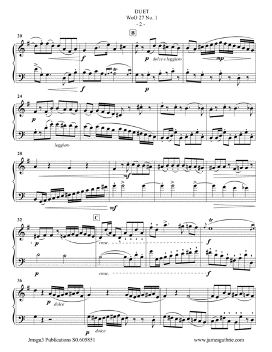 Beethoven: Three Duets WoO 27 for English Horn & Cello English Horn scores gallery preview page 2