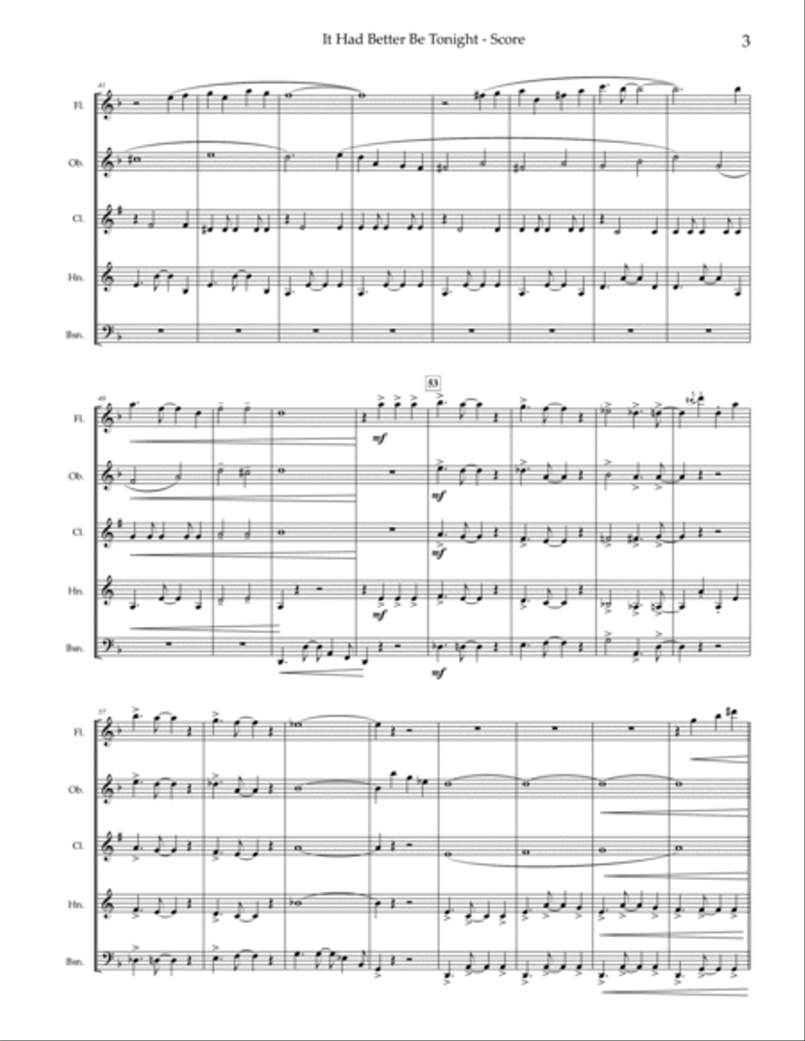 It Had Better Be Tonight Woodwind Quintet scores gallery preview page 4