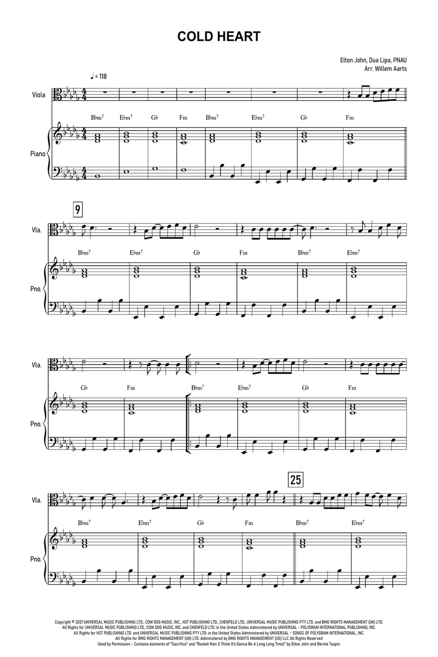 Cold Heart (pnau Remix) Viola scores gallery preview page 1
