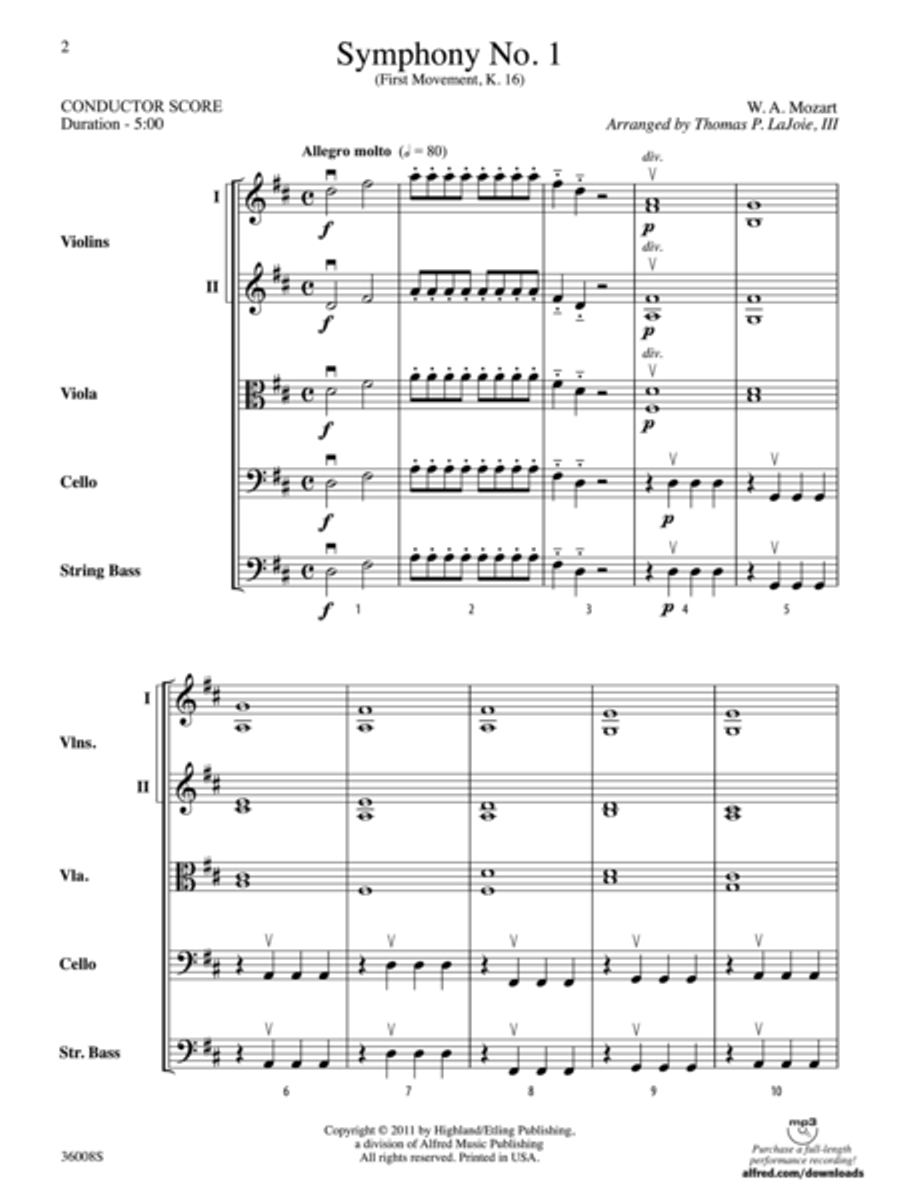 Symphony No. 1 Symphony No. 1 String Orchestra scores gallery preview page 2