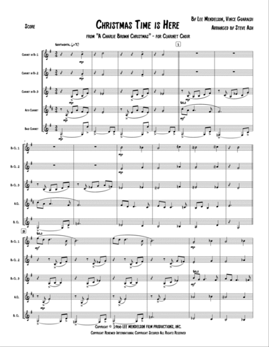 Christmas Time Is Here Clarinet Choir scores gallery preview page 3