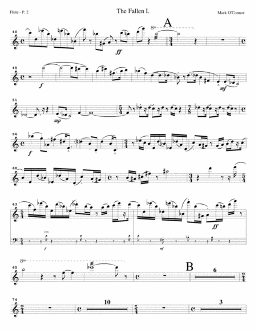 The Fallen – Flute Concerto (flute part – flute and string orchestra) Chamber Orchestra scores gallery preview page 5