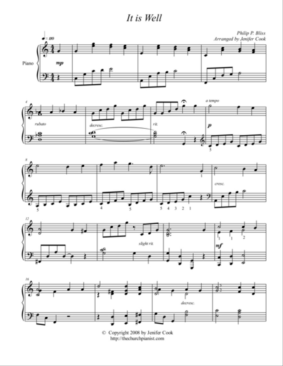 It is Well Piano Solo scores gallery preview page 1