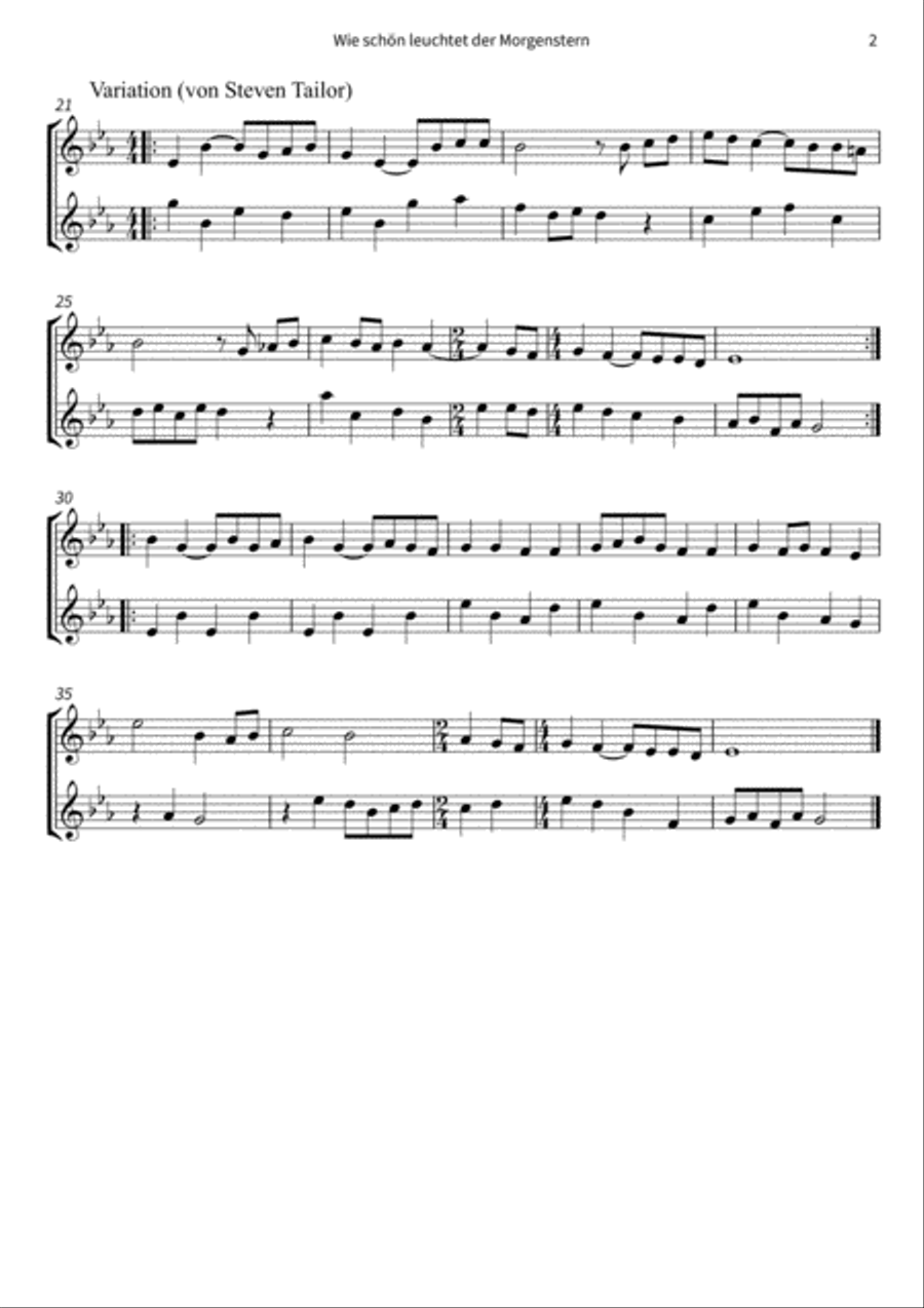 Wie schön leuchtet der Morgenstern String Duet scores gallery preview page 4