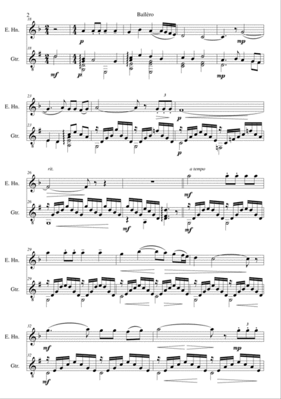 3 songs of the Auvergne for cor anglais & guitar English Horn scores gallery preview page 2