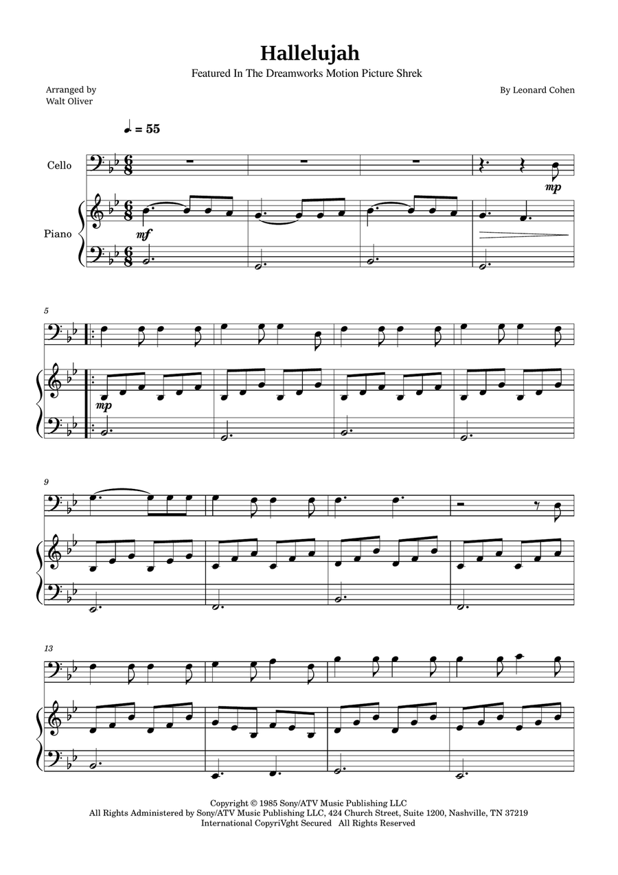 Hallelujah Piano scores gallery preview page 1