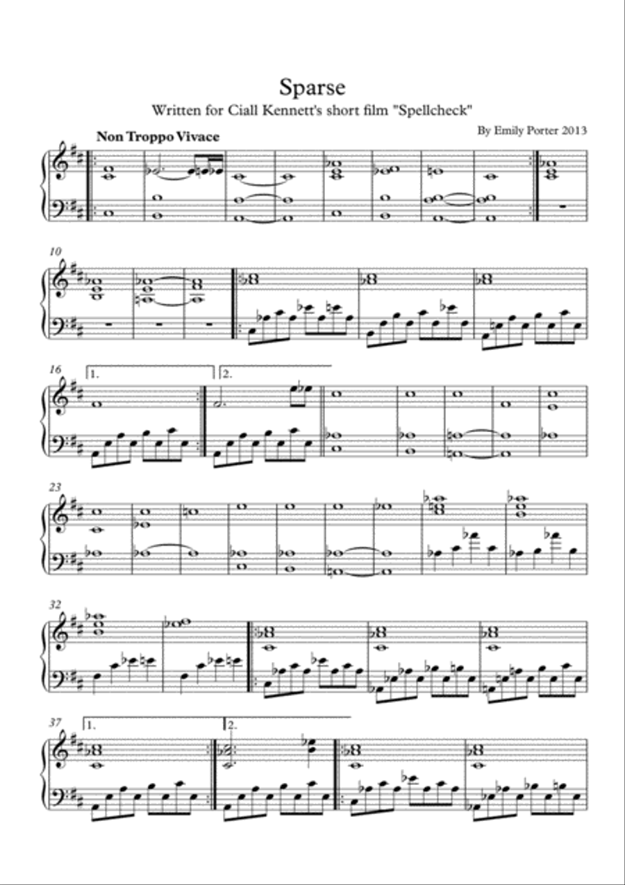 Sparse Sparse Easy Piano scores gallery preview page 1