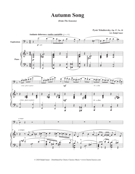 Autumn Song from the Seasons for Euphonium and Piano