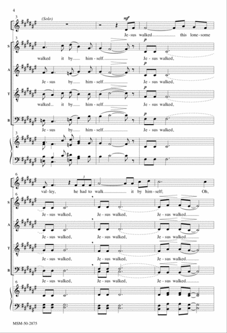 Jesus Walked This Lonesome Valley 4-Part scores gallery preview page 3