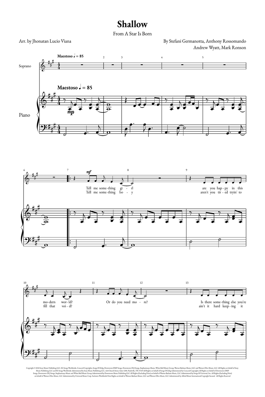 Shallow A Cappella scores gallery preview page 1