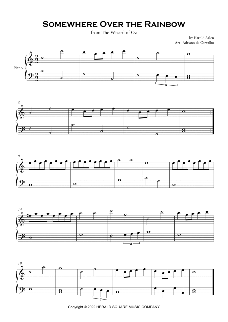 Somewhere Over The Rainbow/what A Wonderful World Somewhere Over The Rainbow/what A Wonderful World Easy Piano scores gallery preview page 1