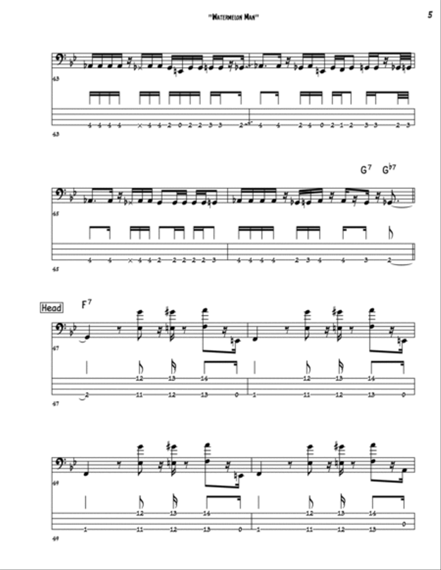Watermelon Man Bass Guitar scores gallery preview page 5