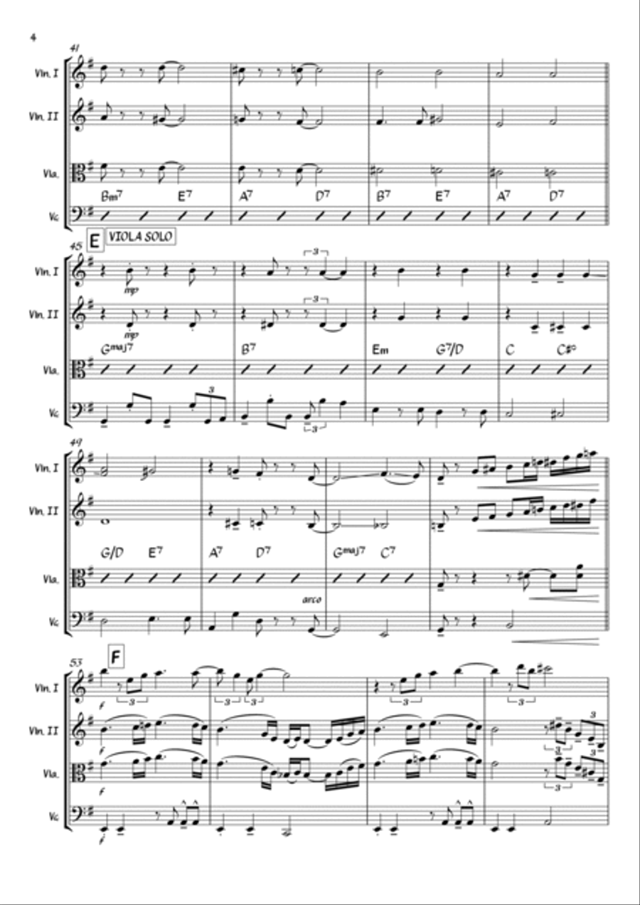 Georgia On My Mind String Quartet scores gallery preview page 4
