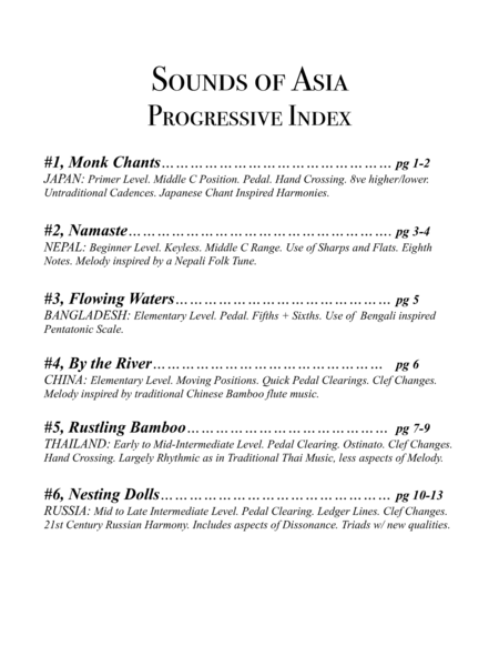 Sounds of Asia: 6 Melodic Piano Solos