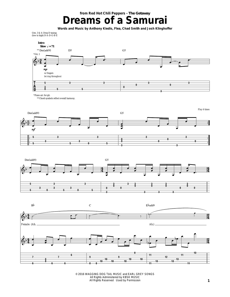 Dreams Of A Samurai Acoustic Guitar scores gallery preview page 1