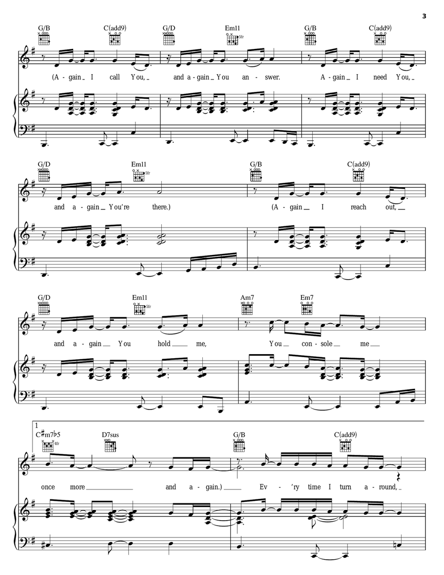 Again Piano, Vocal, Guitar scores gallery preview page 3