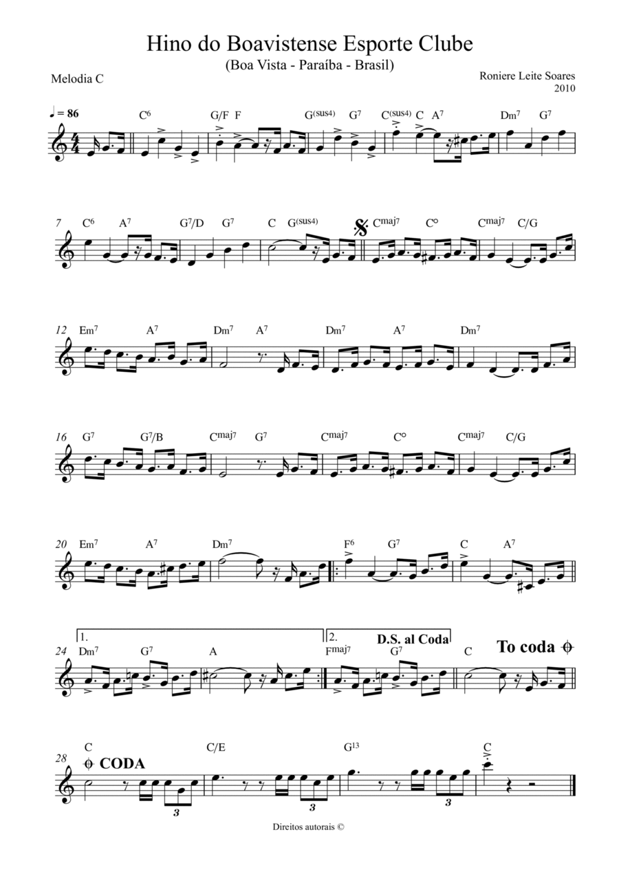 Hino do Boavistense Esporte Clube Organ Solo scores gallery preview page 1