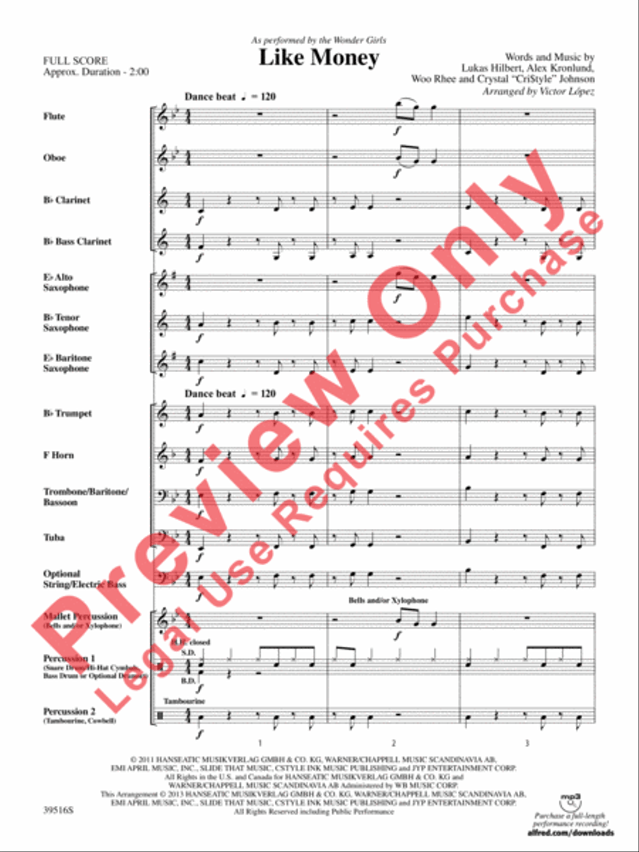 Like Money Concert Band scores gallery preview page 4