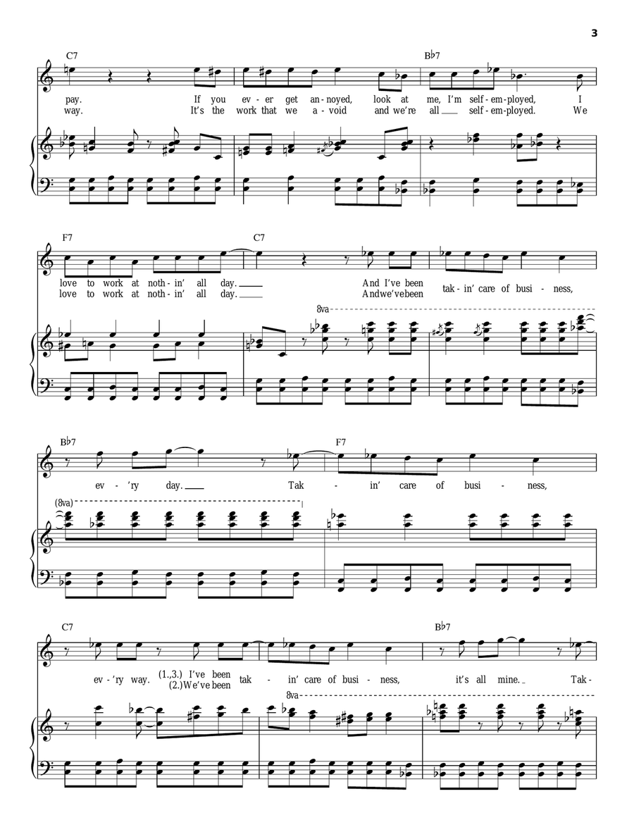 Takin' Care Of Business Takin' Care Of Business Piano, Vocal scores gallery preview page 3