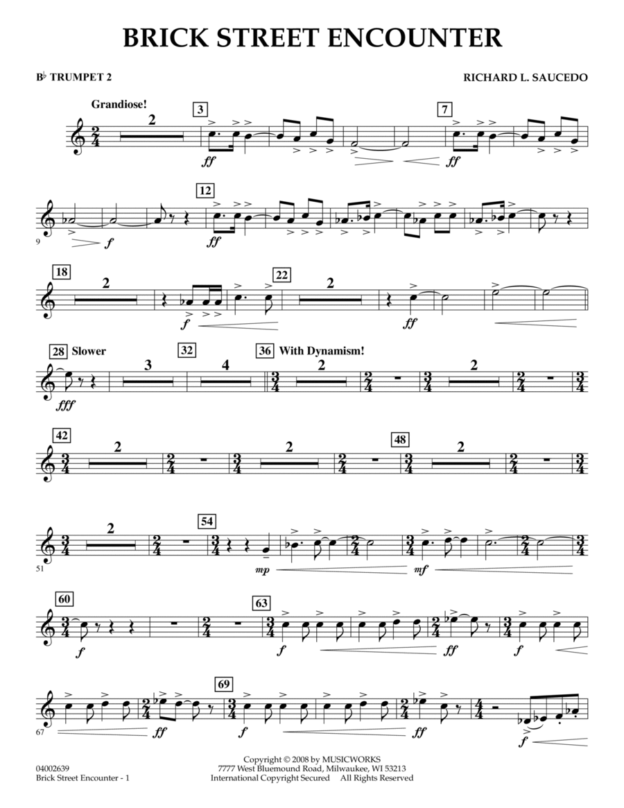 Brick Street Encounter - Bb Trumpet 2 B-Flat Trumpet scores gallery preview page 1