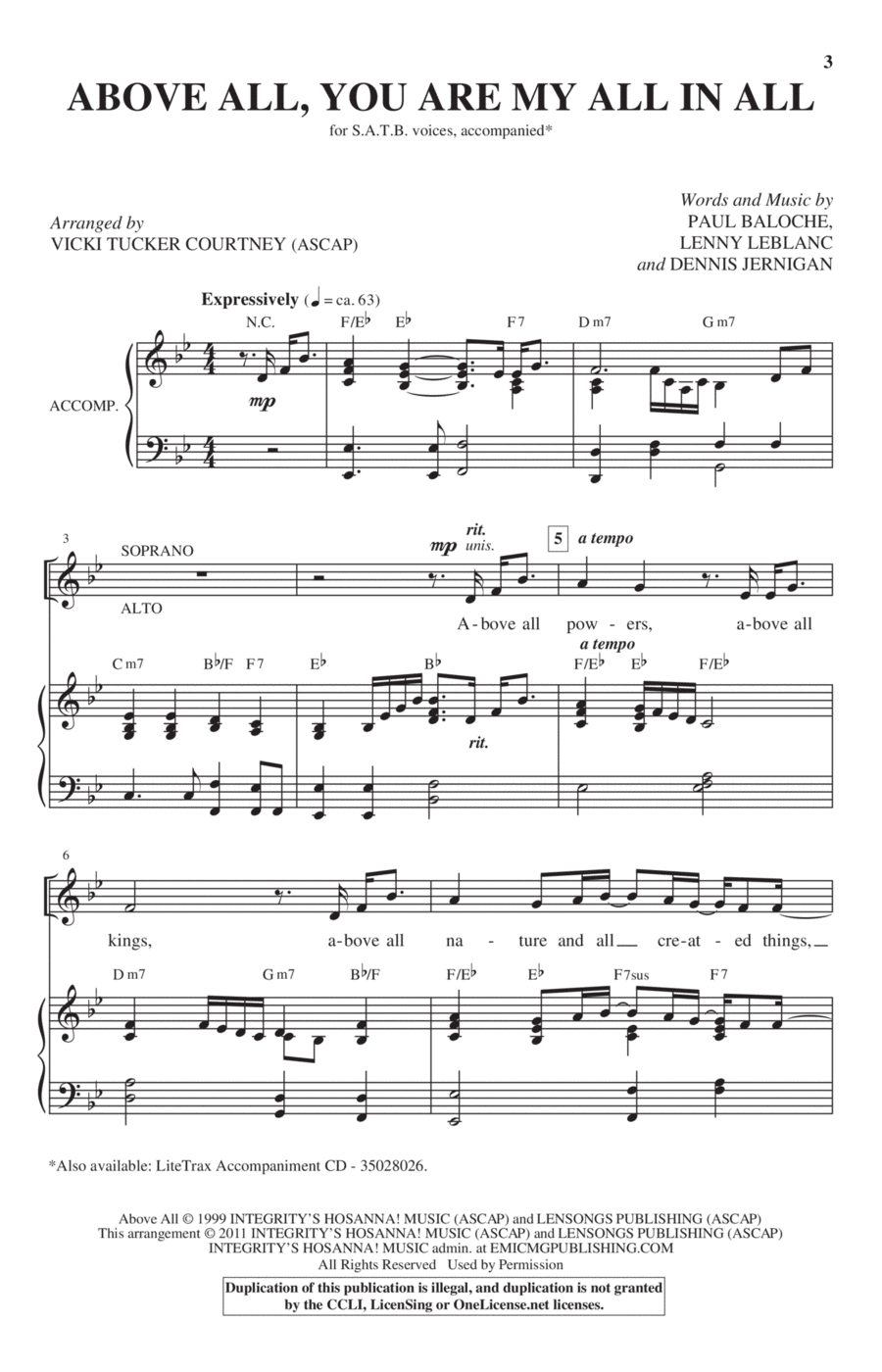 Above All, You Are My All In All 4-Part scores gallery preview page 1
