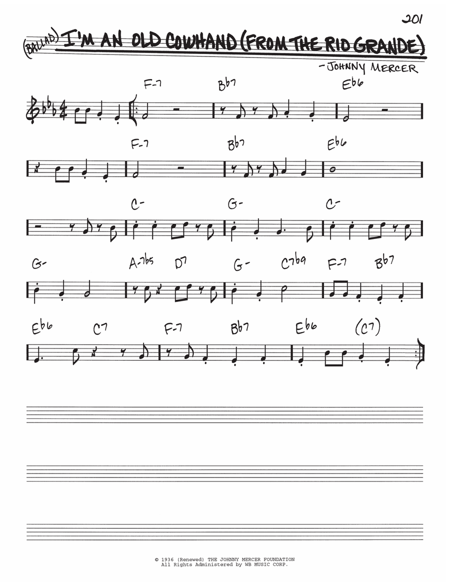 I'm An Old Cowhand (From The Rio Grande) Piano scores gallery preview page 1