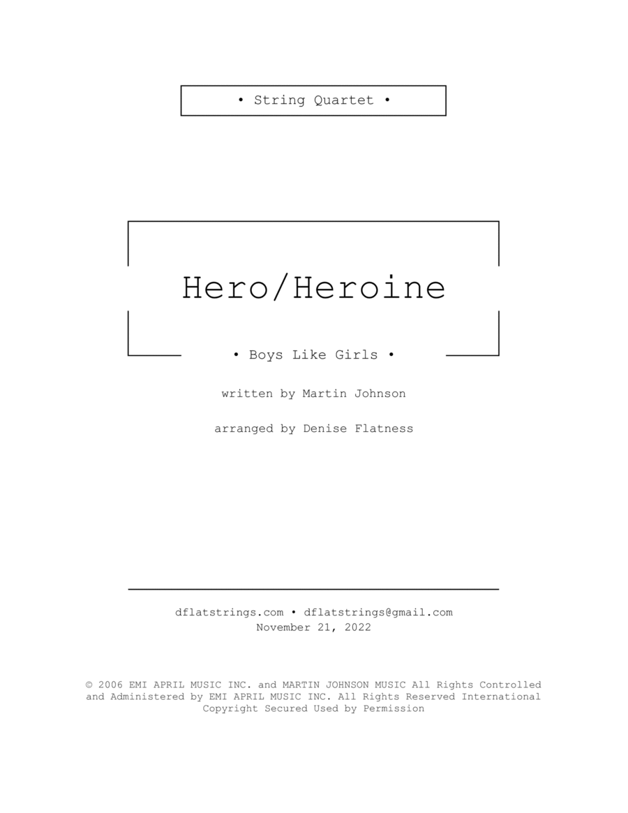 Hero/heroine String Quartet scores gallery preview page 1