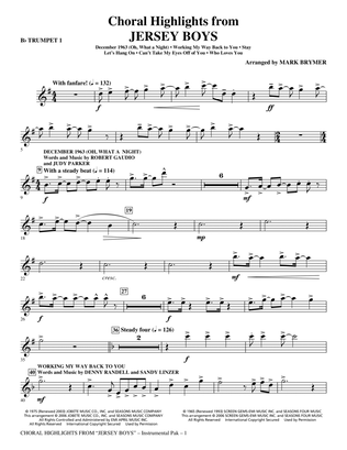 Jersey Boys (Choral Highlights) - Bb Trumpet 1