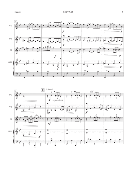 Copy Cat -- quartet for 2 violins, flute and accordion image number null