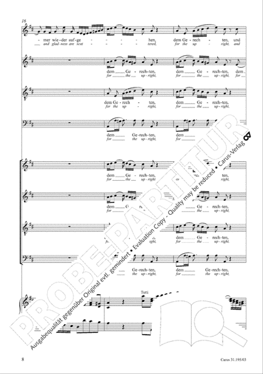 For the righteous light is sown (Dem Gerechten muss das Licht) 4-Part scores gallery preview page 9