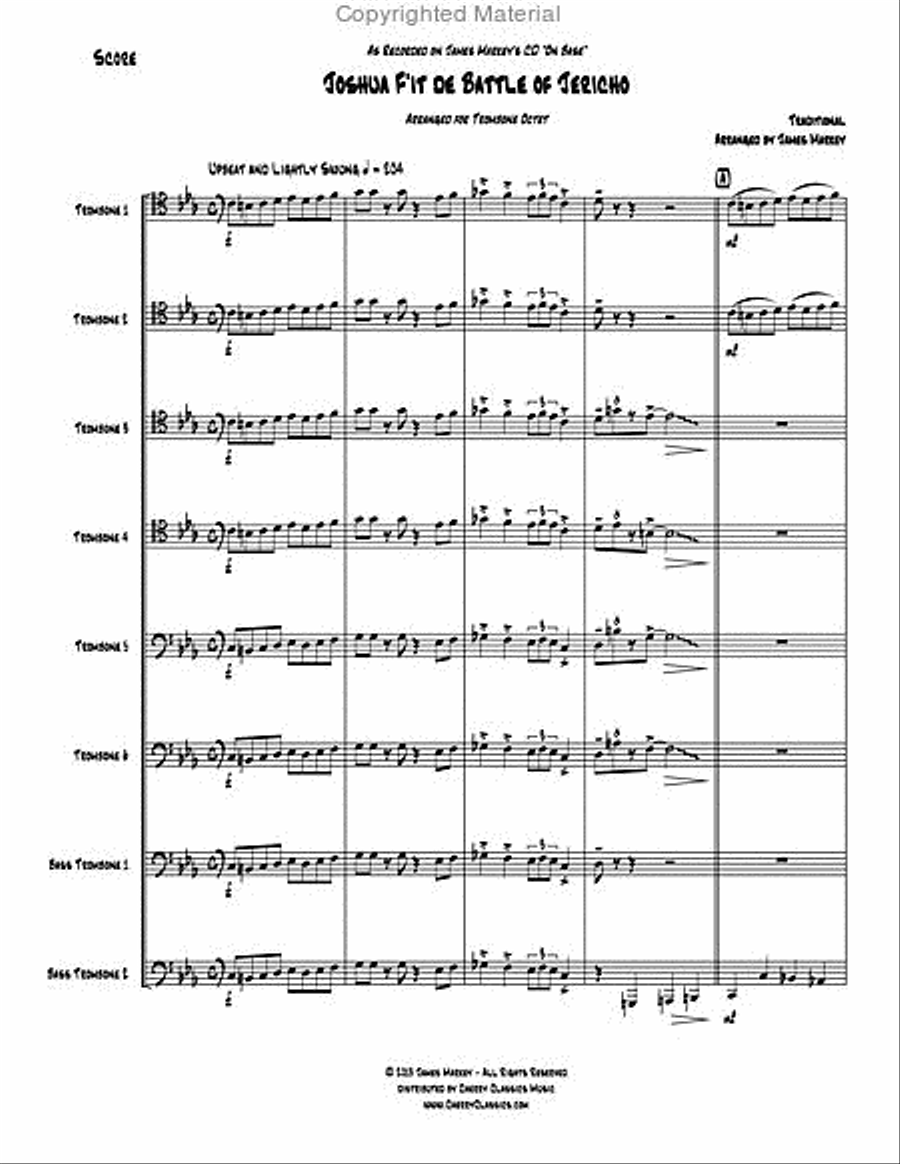 Joshua F’it de Battle of Jericho for 8-part Trombone Ensemble Trombone scores gallery preview page 2