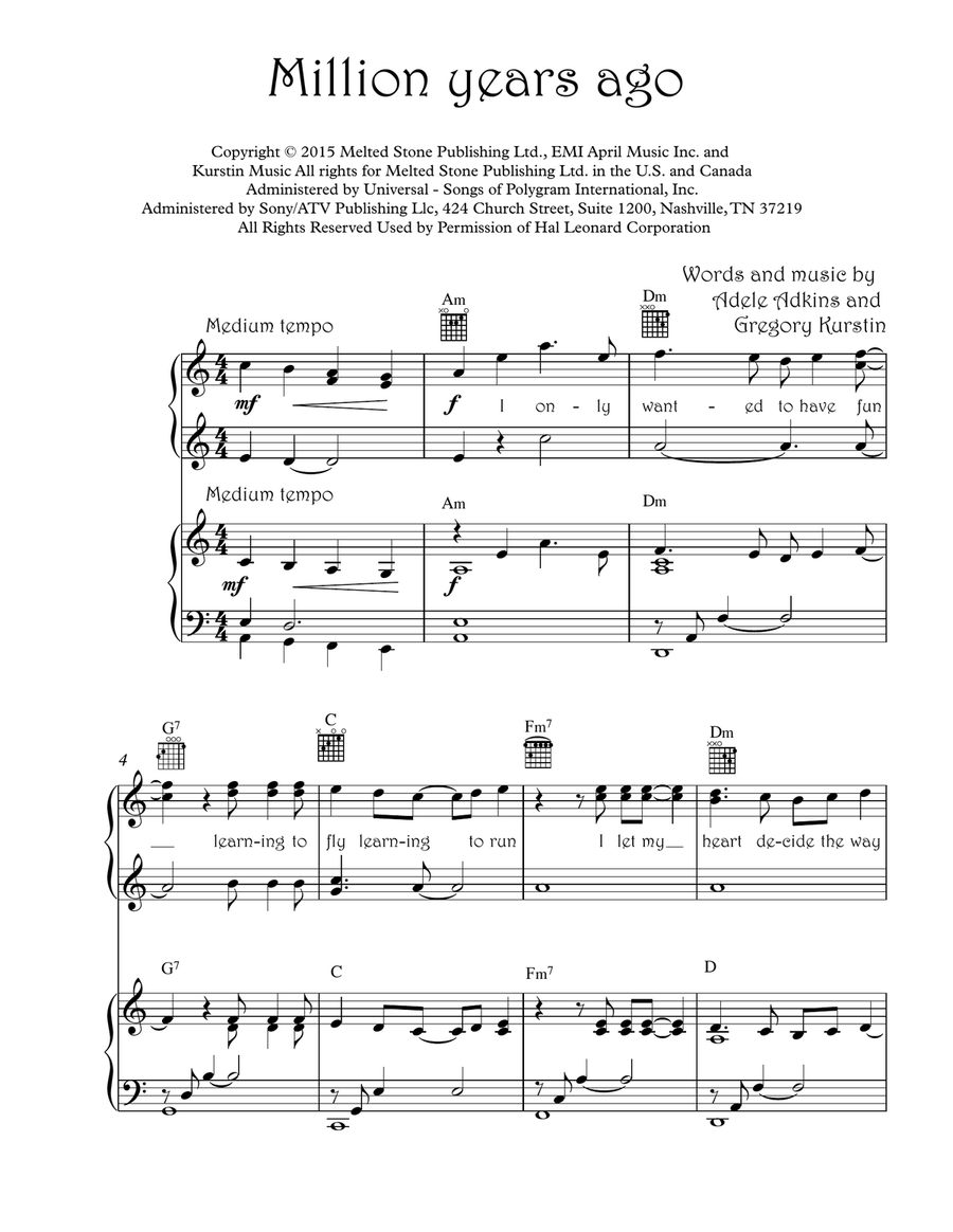 Million Years Ago 1 Piano, 4-Hands scores gallery preview page 2