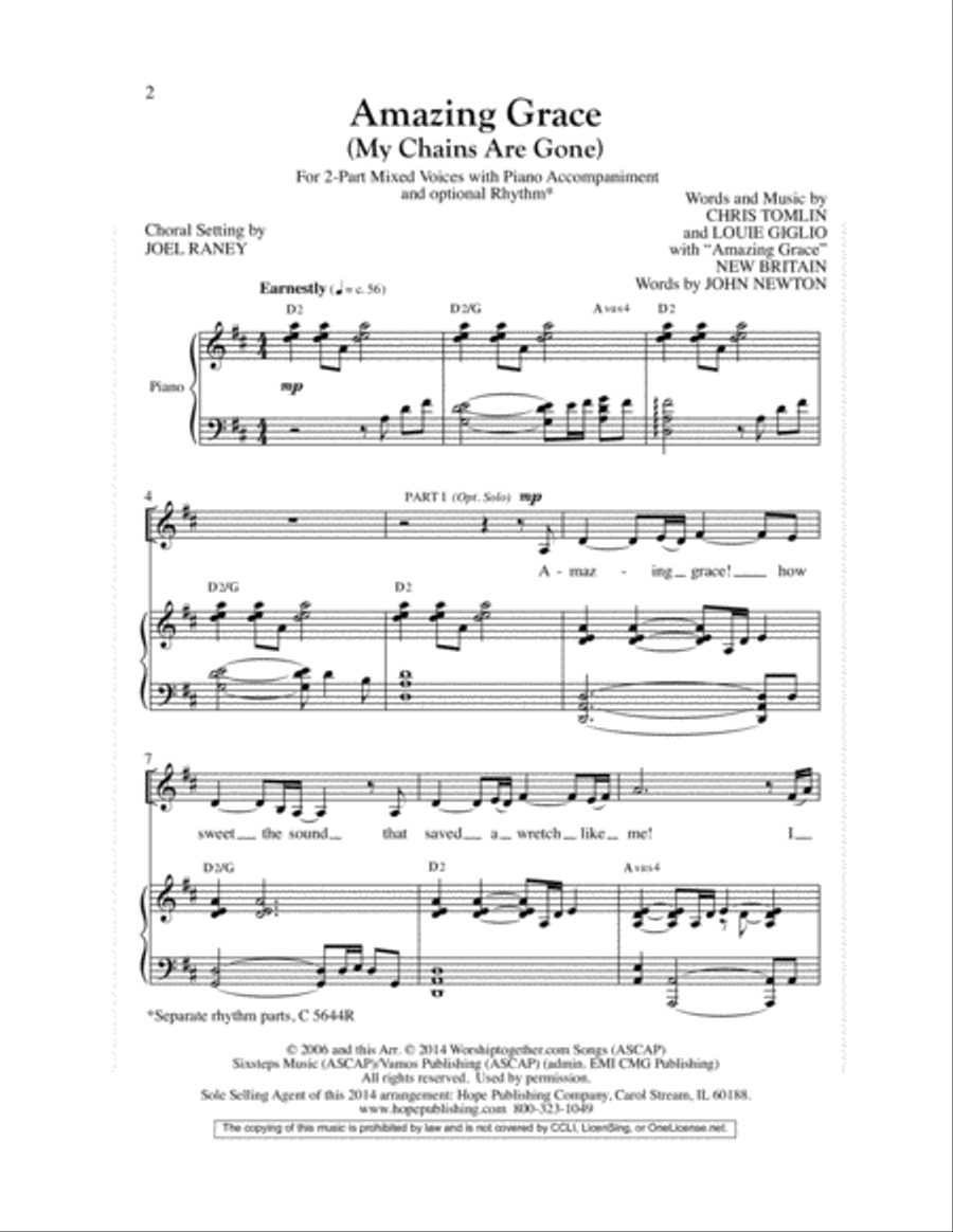 Amazing Grace (My Chains Are Gone) 2-Part scores gallery preview page 3