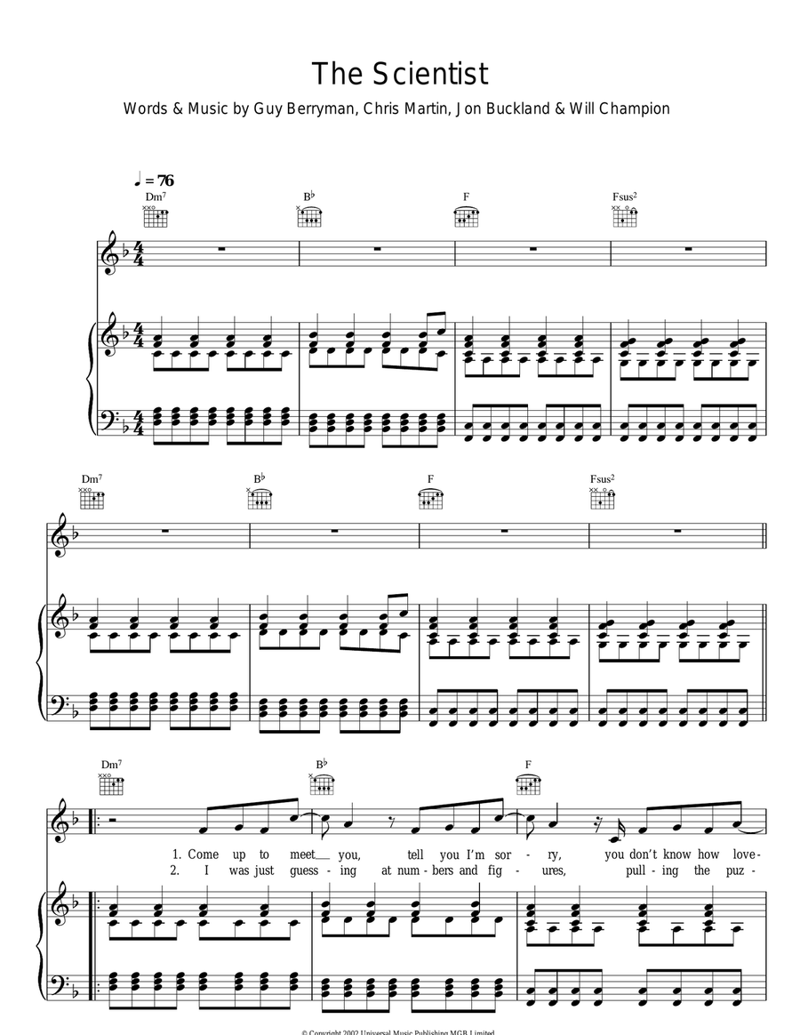 The Scientist Acoustic Guitar scores gallery preview page 1