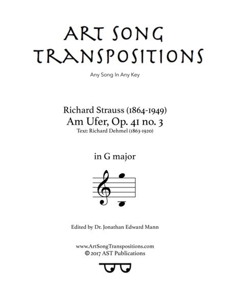 STRAUSS: Am Ufer, Op. 41 no. 3 (transposed to G major)