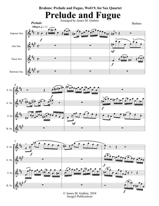 Book cover for Brahms: Prelude & Fugue, WoO 9, for Saxophone Quartet