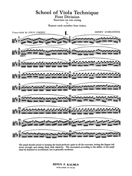 Schradieck: School of Viola Technique, Volume I