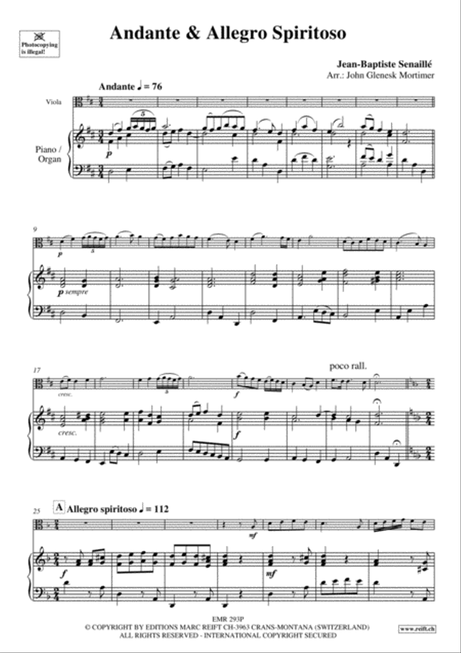 Andante & Allegro Spirituoso Viola scores gallery preview page 3