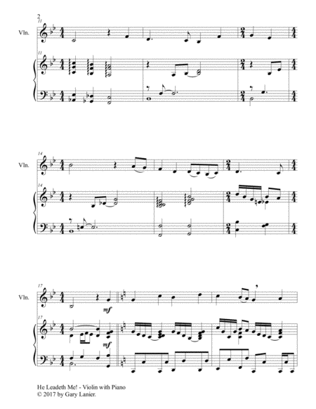 HE LEADETH ME (Duet – Violin & Piano with Score/Part) image number null