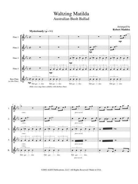 Waltzing Matilda for Flute Choir