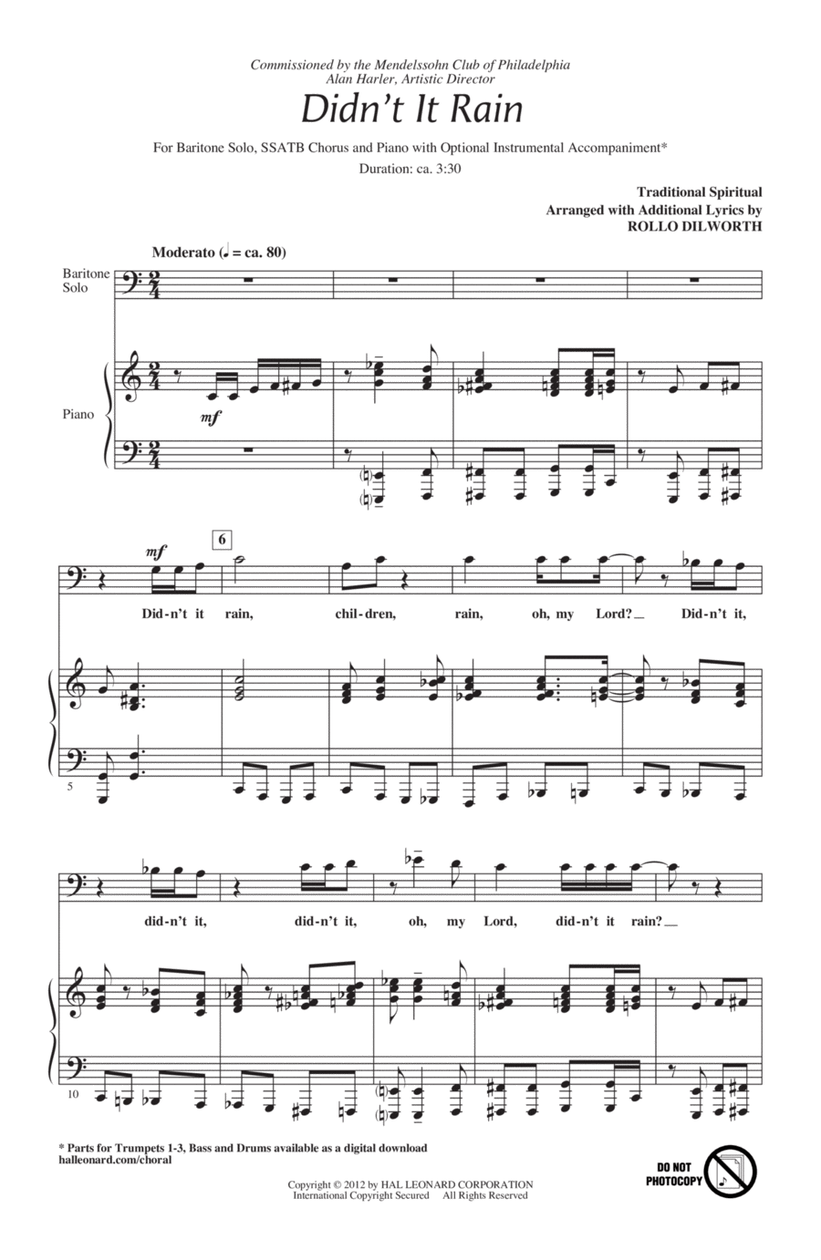 Didn't It Rain 4-Part scores gallery preview page 1