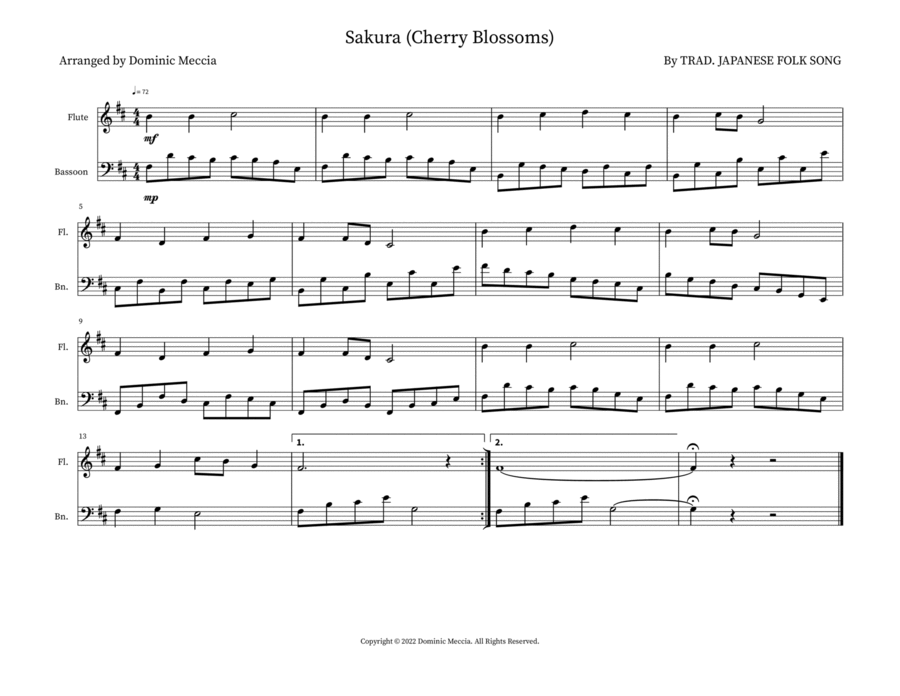 Sakura (Cherry Blossoms) Woodwind Duet scores gallery preview page 1