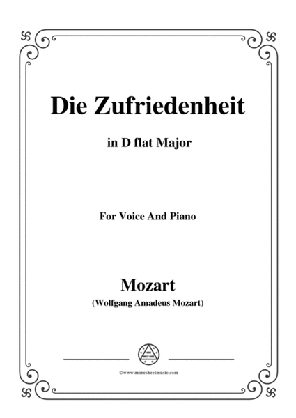 Mozart-Die zufriedenheit,in D flat Major,for Voice and Piano image number null