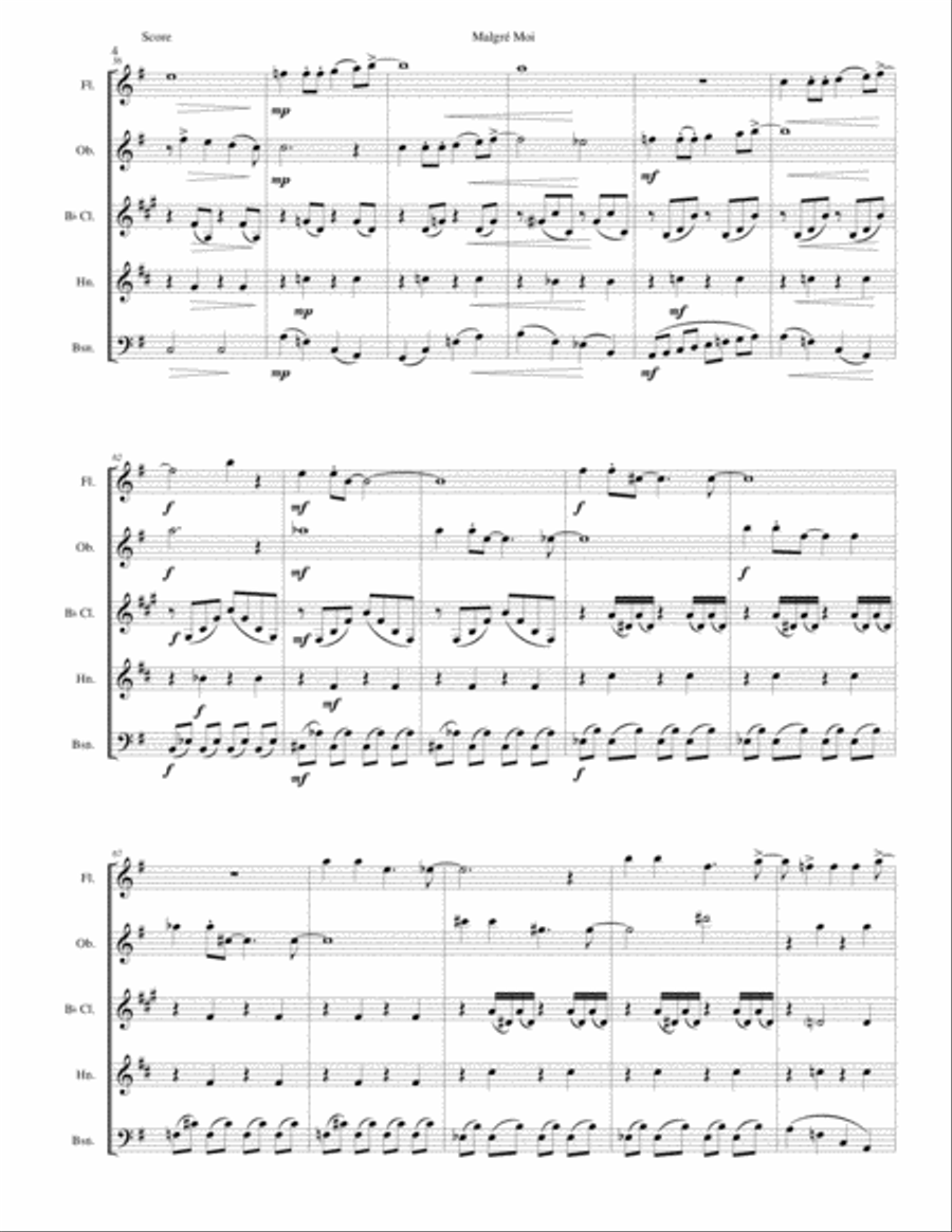 Malgré Moi for wind quintet Woodwind Quintet scores gallery preview page 4