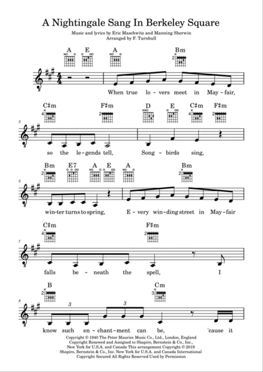 A Nightingale Sang In Berkeley Square Piano, Vocal, Guitar scores gallery preview page 2