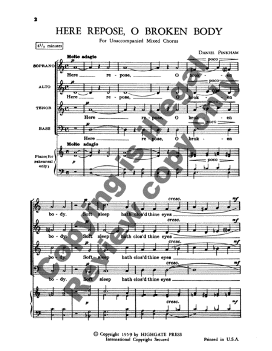 Here Repose, O Broken Body 4-Part scores gallery preview page 3