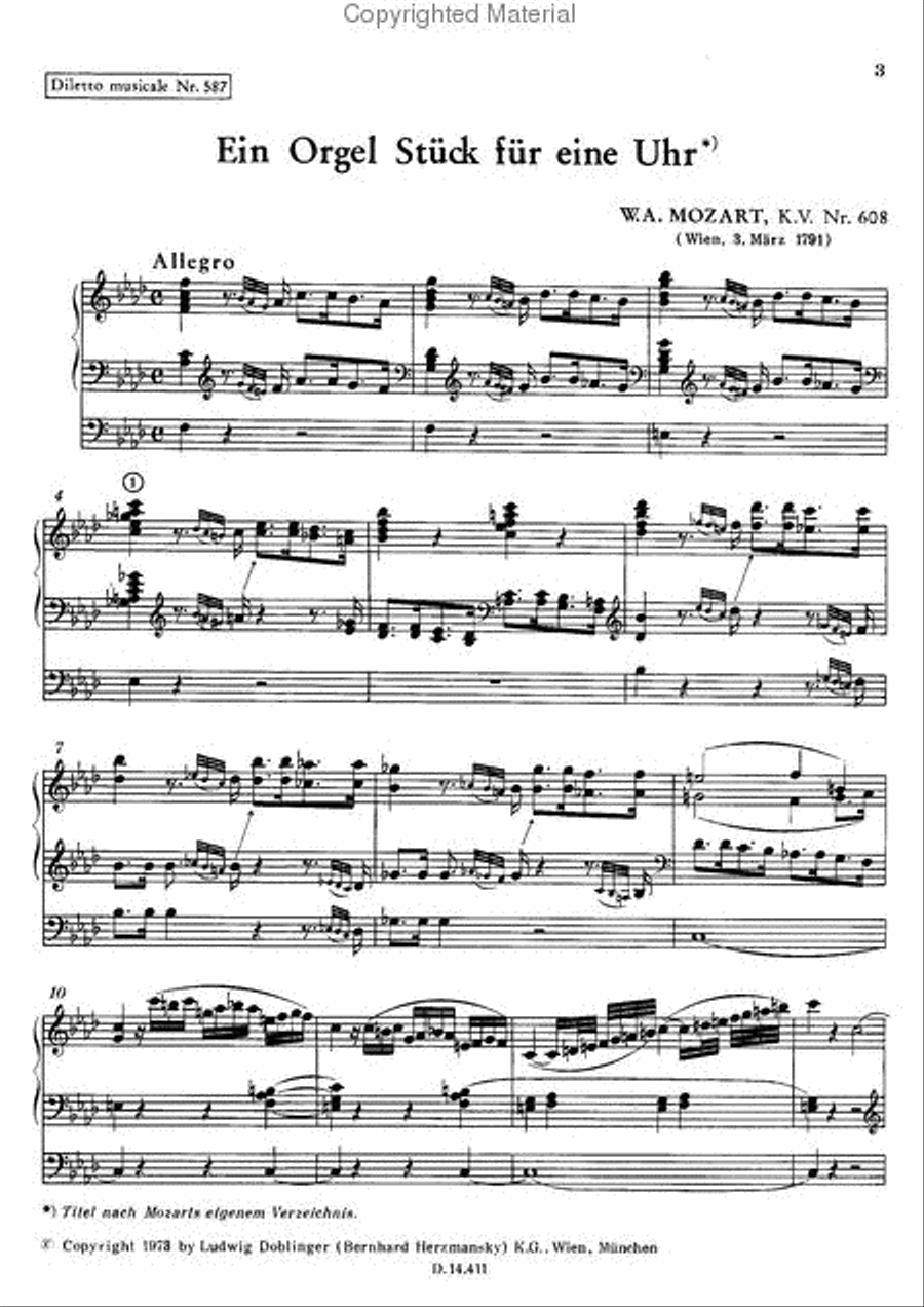 Drei Stucke fur ein Orgelwerk in einer Uhr (KV 608, KV616, KV 594) Organ scores gallery preview page 2